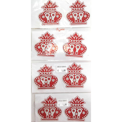 Sticker for decoration | Kalash with Swastik or Kalash Sticker Red handcrafted for Home Decoration