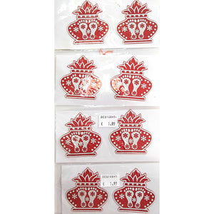 Pegatina para decoración | Kalash with Swastik or Kalash Sticker Red handcrafted for Home Decoration