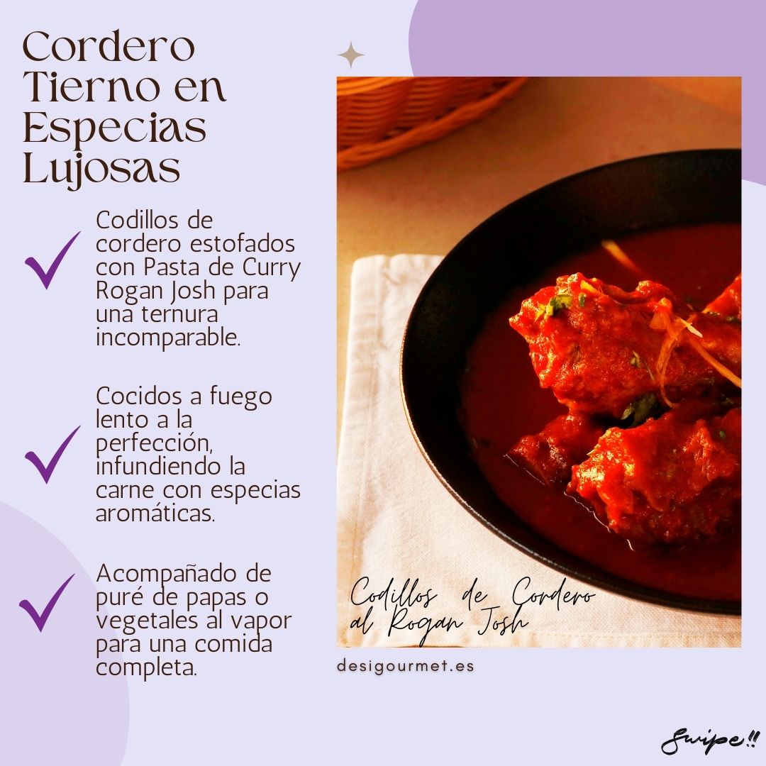 Disfruta del sutil lujo del 'Cordero Tierno en Especias Lujosas'. Una receta donde el cordero suavemente cocido se mezcla con especias selectas para un plato memorably sofisticado."