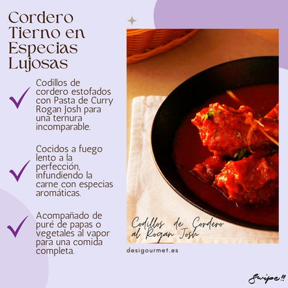 Disfruta del sutil lujo del 'Cordero Tierno en Especias Lujosas'. Una receta donde el cordero suavemente cocido se mezcla con especias selectas para un plato memorably sofisticado."