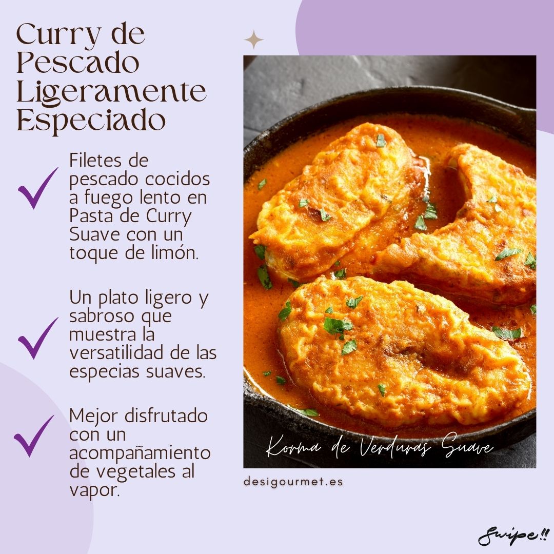 "Enjoy a delicately spiced Fish Curry using Patak's Mild Curry Paste from Asda or Morrisons. With a hint of lemon, this dish is a mild yet flavorful option for those new to Indian spices, perfect for a light and satisfying meal."