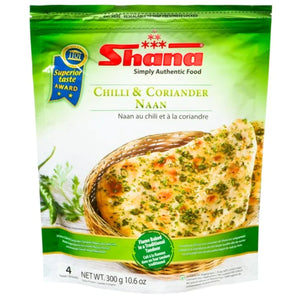 Pan de Naan al horno de chile y cilantro | Tandoori Chilli & Coriander Naan 300g/4pcs. Shana