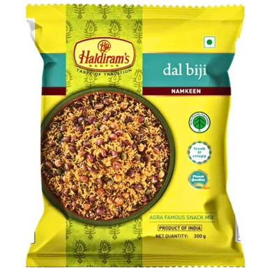 Haldiram's Dal Biji 200g: Perfect party snack with crunchy texture, rich protein, and authentic Indian flavor. Buy now from DesiGourmet.es.