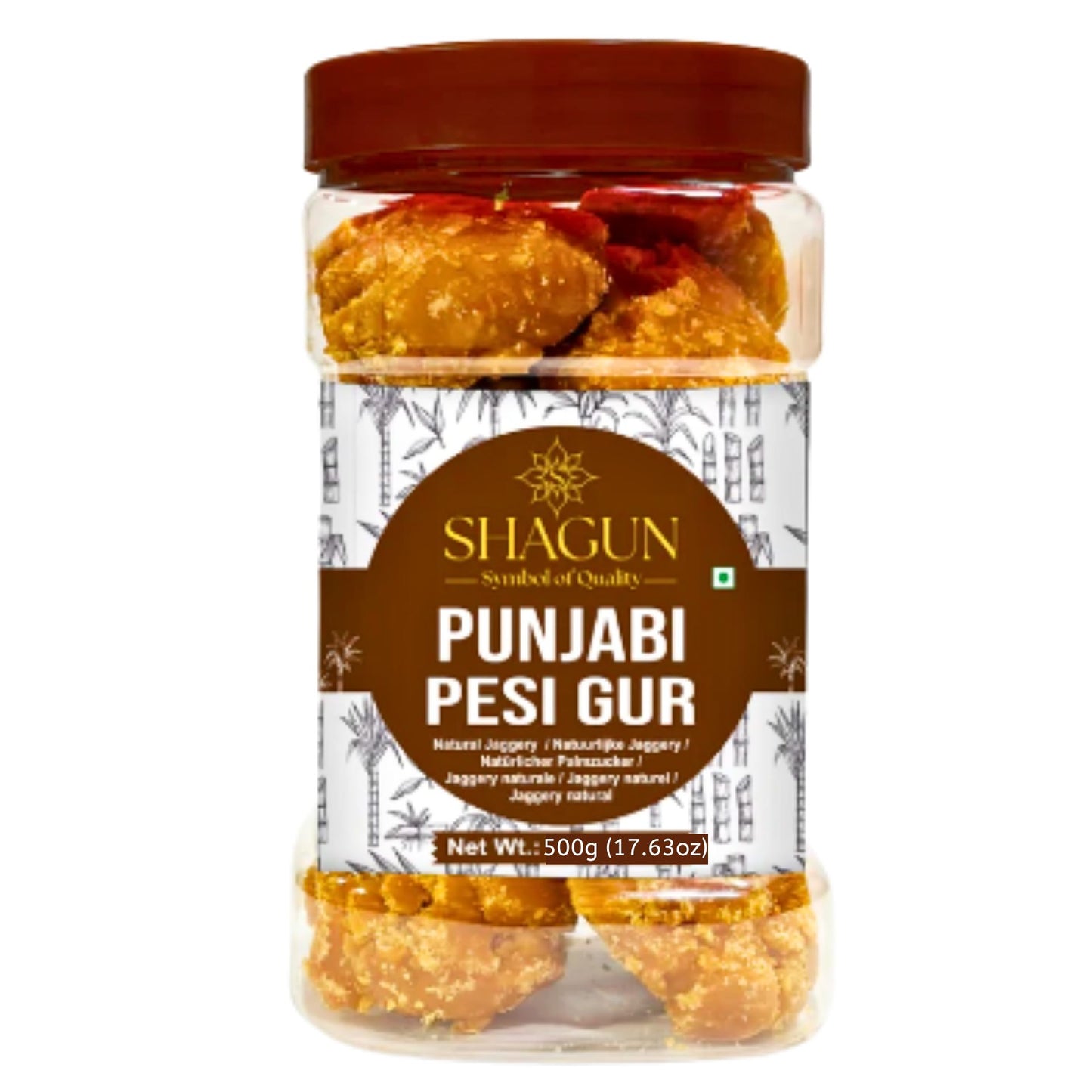 Azúcar Integral Puro de Caña en cubos (Panela) | Cane Sugar Jaggery Whole | Goor Pesi Whole 500g Shagun