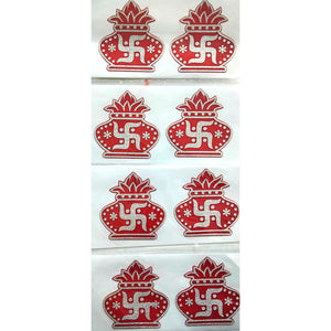 Pegatina para decoración | Kalash with Swastik or Kalash Sticker Red handcrafted for Home Decoration