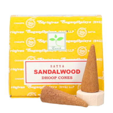 Incienso Cono | Sandalwood (Chandan) Dhoop 10 Cones Satya