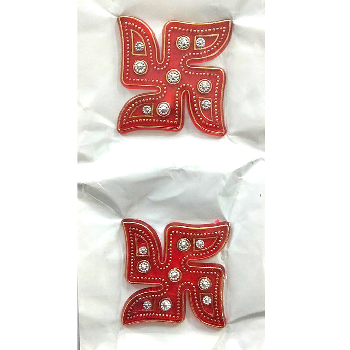 Pegatina de plástico para decoración | Swastik Sticker Red handcrafted for Home Decoration