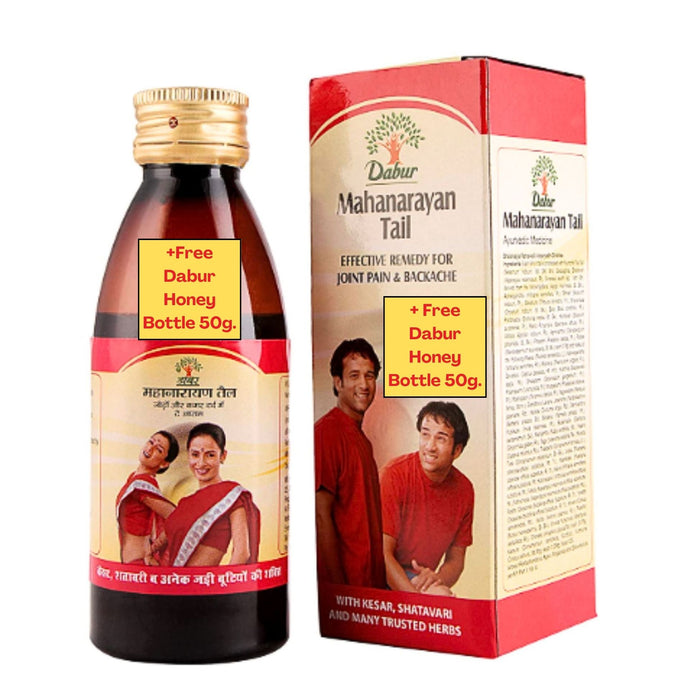 Aceite de Mahanarayan | Mahanarayan Tail Oil 100ml + Free Honey Bottle 50g Dabur