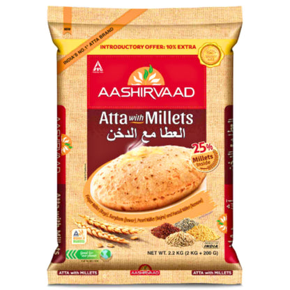 Harina de Trigo para Chapati multigrano | Multigrain Whole Wheat Flour for Chapati | Multigrain Atta 2.2kg Aashirvaad