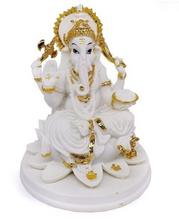 Cargar imagen en el visor de la galería, Estatuas del Señor Ganesha (ídolo) en mármol blanco | Lord Ganesha Statue in White Marble (Idol)