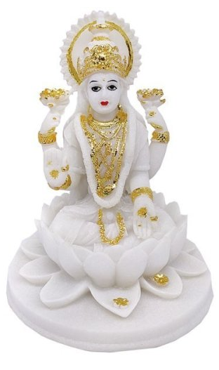 सफेद संगमरमर से बनी भगवान लक्ष्मी की मूर्ति