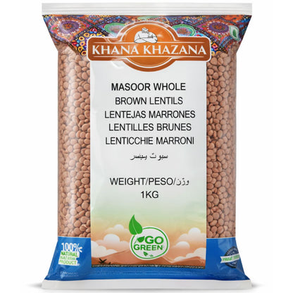 Brown Lentils | Brown Lentils | Masoor whole 500g Khana Khazana
