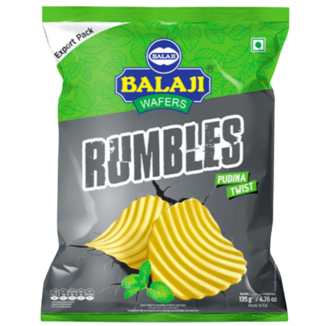 Aperitivos Patatas Fritas Sabor menta | Potato Chips Rumbles Pudina Twist Wafers 135g Balaji
