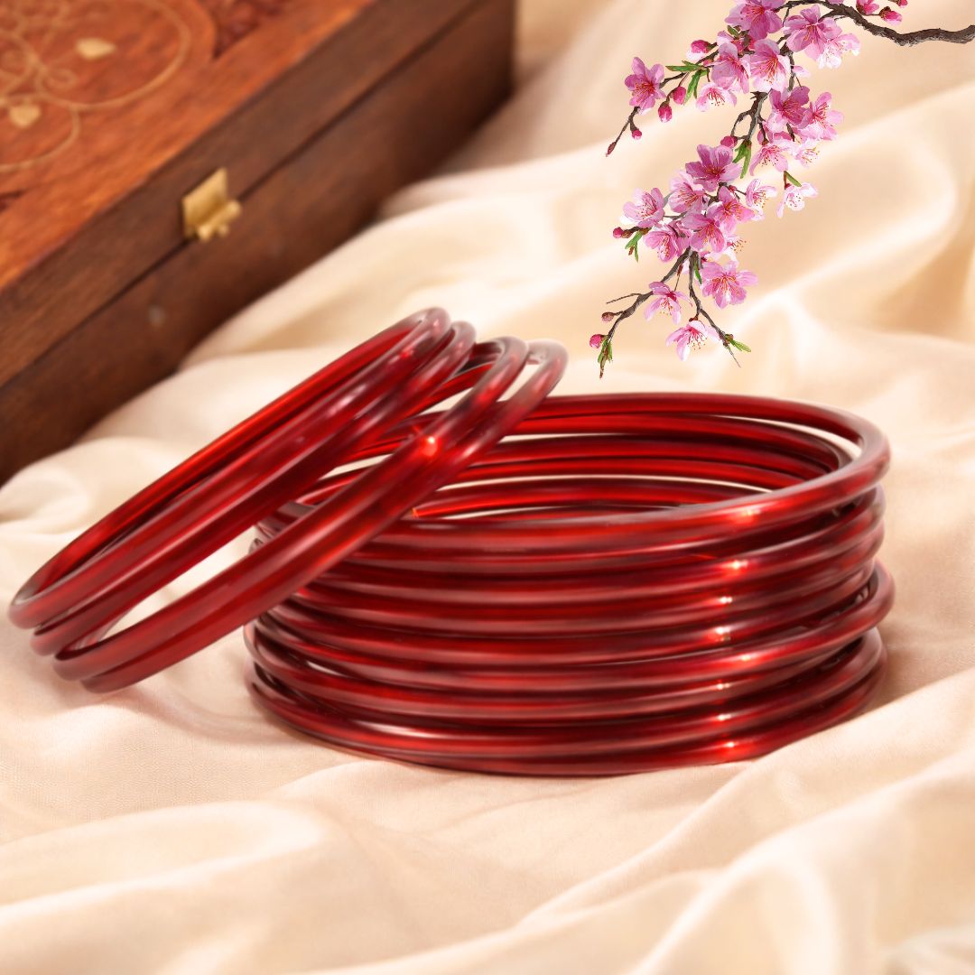 Pulsera | Red Glass Bangles - 4 pieces (size -2.4)