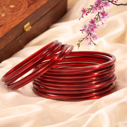 Pulsera | Red Glass Bangles - 4 pieces (size -2.4)