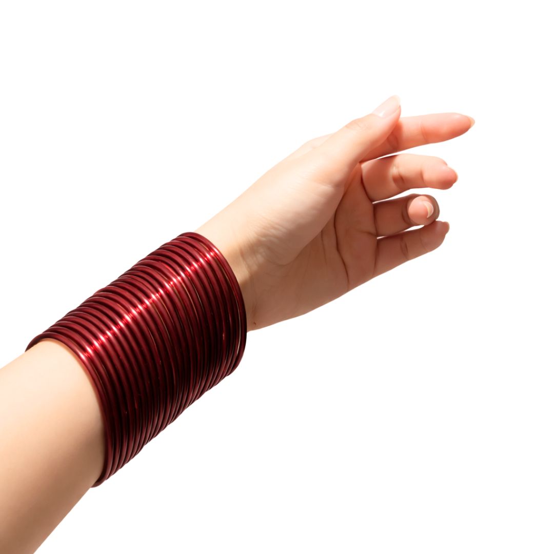 Pulsera | Red Glass Bangles - 4 pieces (size -2.4)