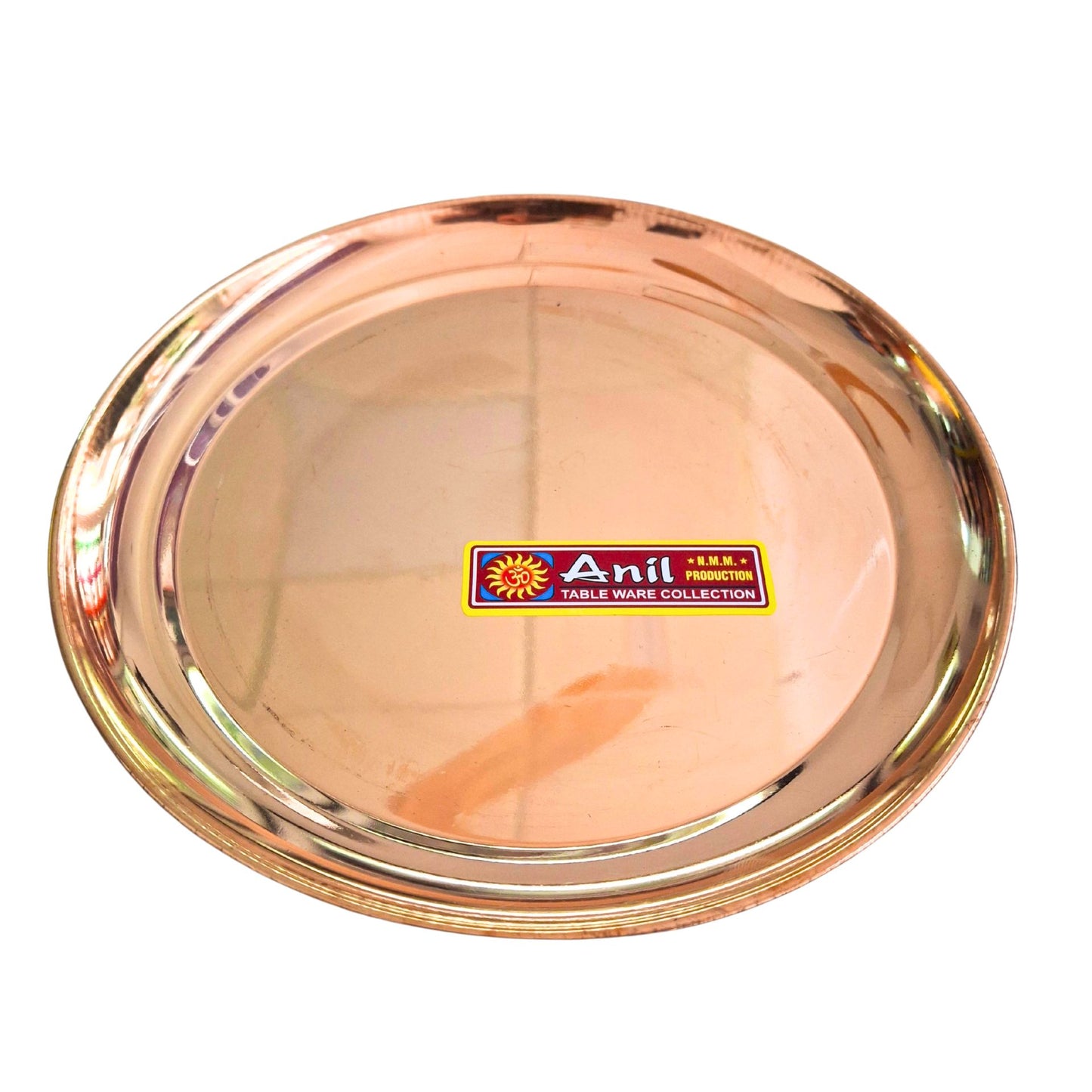 Plato de cobre para pooja thali | Copper Pooja Thali Plate for Pooja (7'4inch)