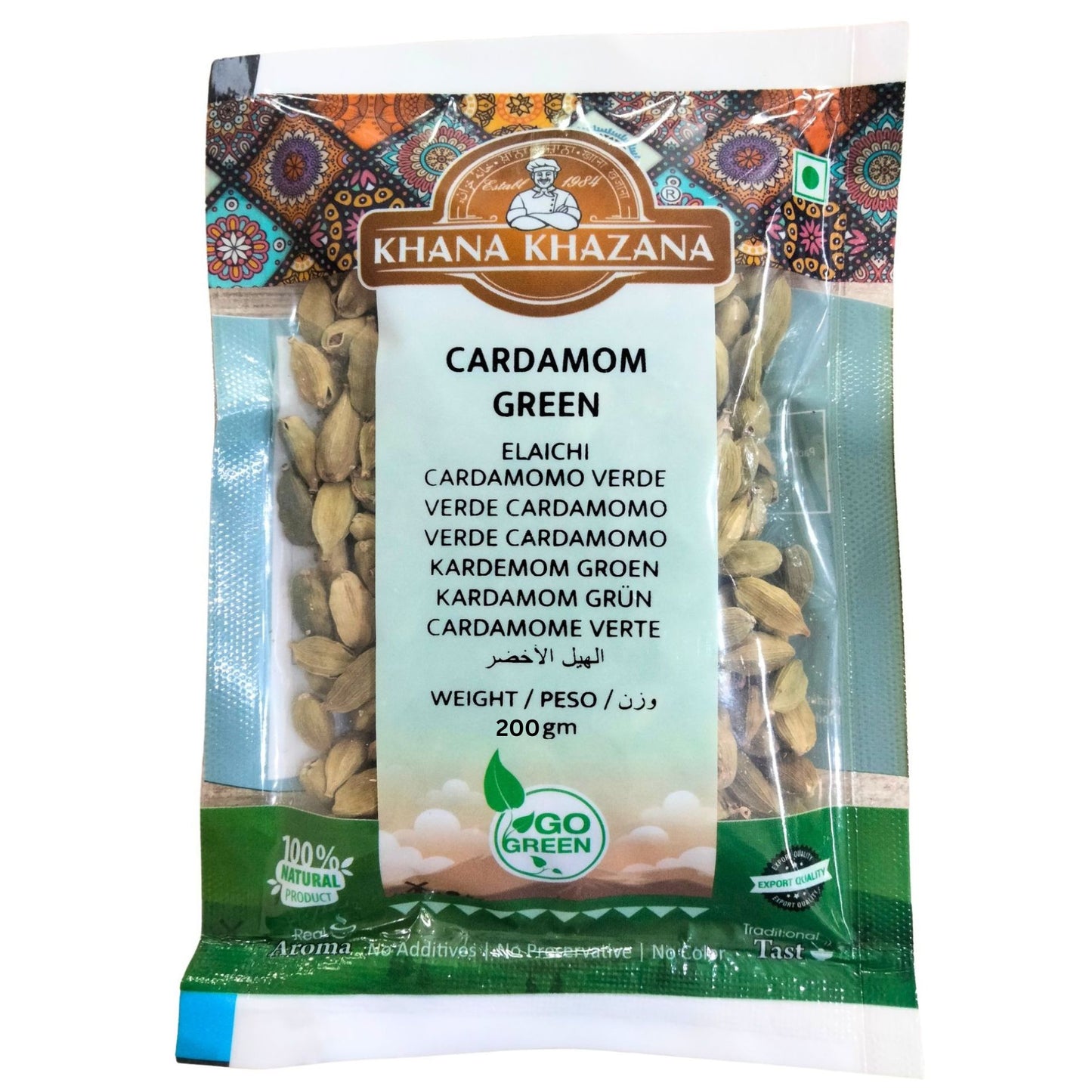 Cardamomo Verde | Green Cardamom 200g Khana Khazana