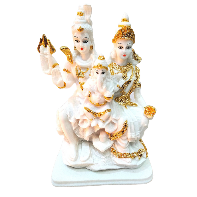 Estatuas del familia del Shiva Parvati (ídolo) en mármol blanco | Lord Shiva Parvati with Ganesh family Statue in White Marble (Idol)