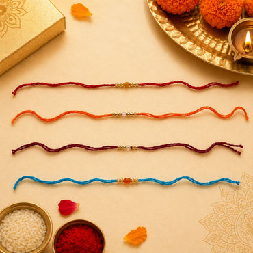 Pulseras | Rakhi with Orange Thread Gold-Tone Beads (€0.50 per unit)