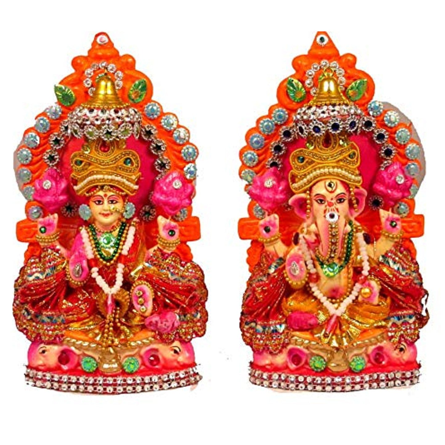 सुसज्जित लक्ष्मी और गणेश प्रतिमा | पूजा के लिए भगवान लक्ष्मी और गणेश प्रतिमा