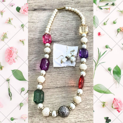 Artificial Pearl Multicolor Necklace | Artificial Pearl Multicolor Necklace Set