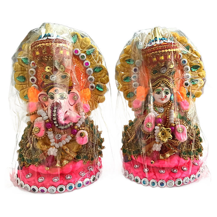 सुसज्जित लक्ष्मी और गणेश प्रतिमा | पूजा के लिए भगवान लक्ष्मी और गणेश प्रतिमा