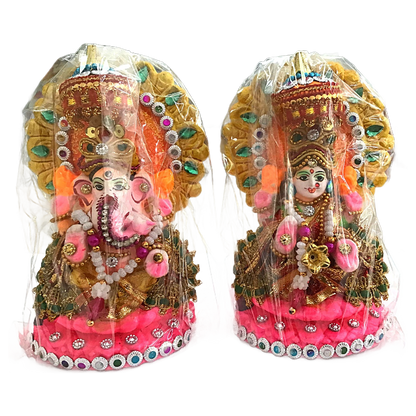 सुसज्जित लक्ष्मी और गणेश प्रतिमा | पूजा के लिए भगवान लक्ष्मी और गणेश प्रतिमा