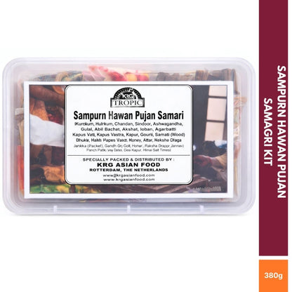 Kit para ceremonia religiosa Hawan | Sampurn Hawan Pujan Samagri Kit (Religious Ceremony Kit) for Pooja 385g KRG