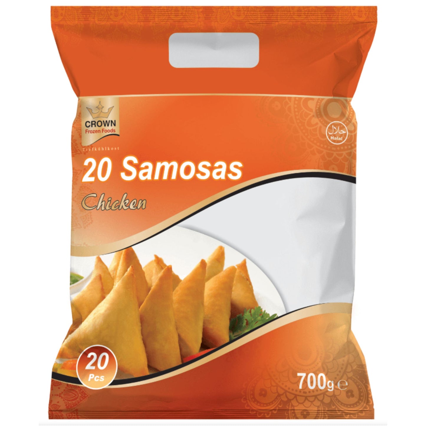 रेडी-टू-ईट चिकन समोसा | चिकन समोसा 700 ग्राम/20 पीस. क्राउन