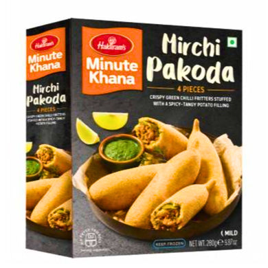 Crujientes buñuelos de chile verde rellenos con un sabroso relleno de papa | Mirchi Pakoda (Frozen) 280g/4pcs. Halidiram