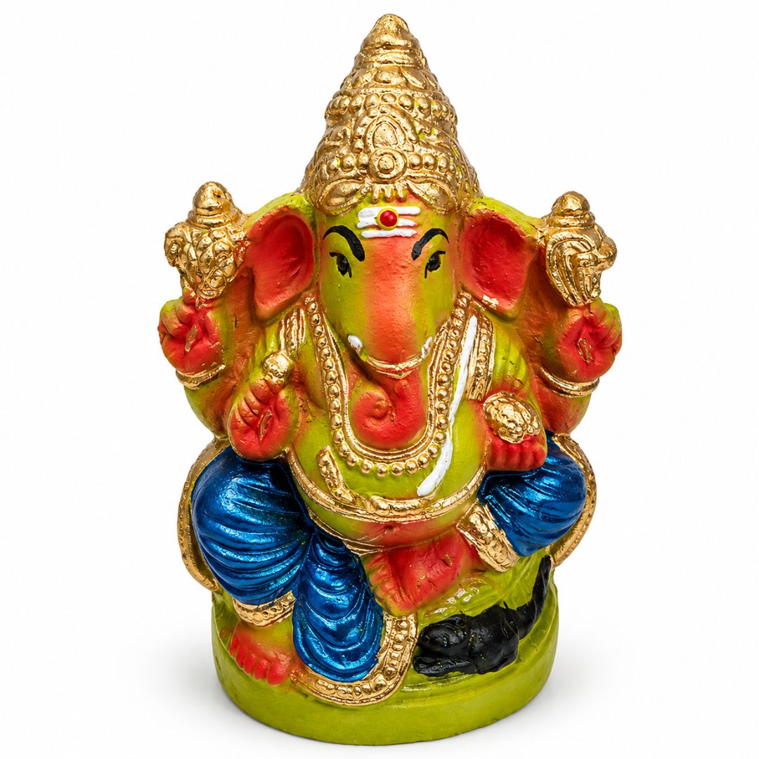 Estatua de Ganesha | Lord Ganesh (Ganapati) Eco Friendly Idol Statue for Pooja 8''inches (Self Pickup Only)