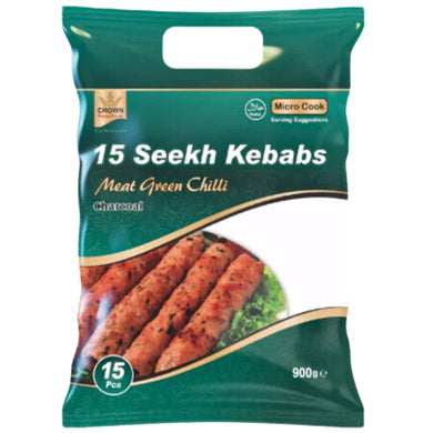 Kebab de cordero y Listo Para Comer | Lamb Green Chilli Seekh Kebab 900g/15pcs.Crown