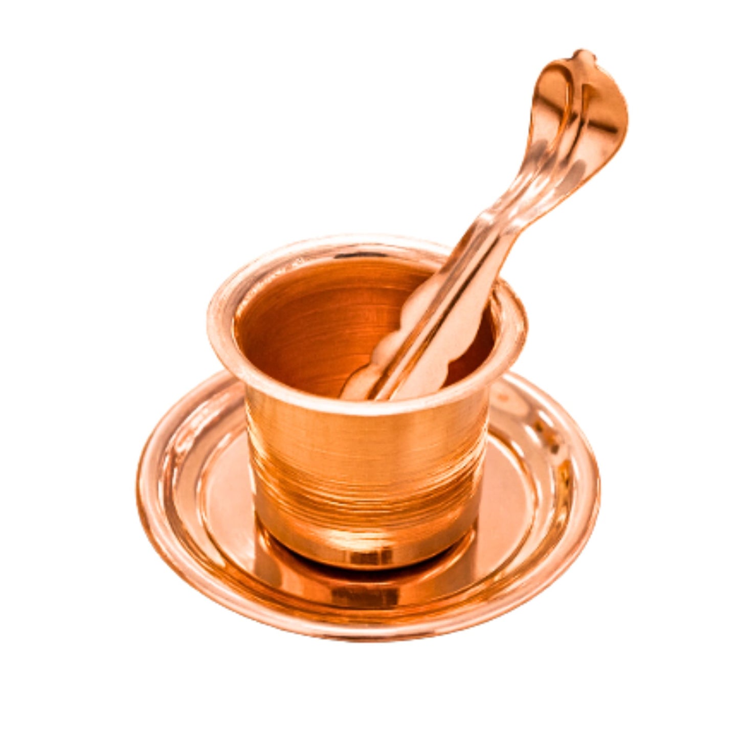 Panchapatra de cobre con plato y cuchara para Pooja | Copper Panchapatra with Plate with Spoon Charamrit Set for Pooja