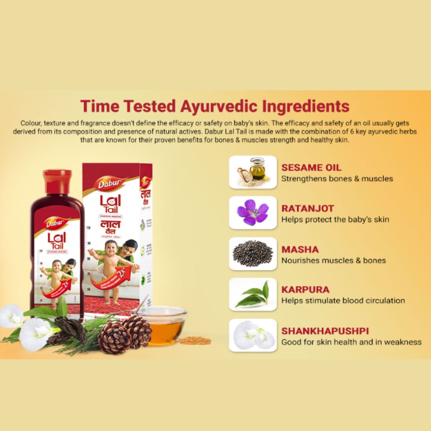 Ayurvedic Baby Massage Oil | Lal Tail 200ml Dabur