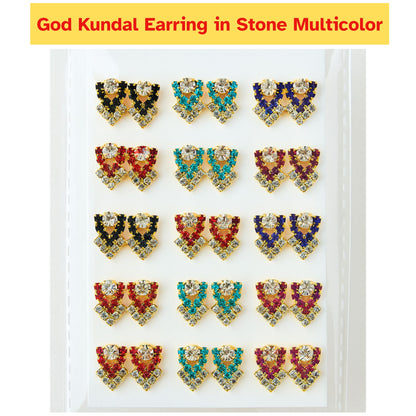 Pendiente Dios Kundal en Piedra Multicolor | God Kundal Earring in Stone Multicolor per pair (S)