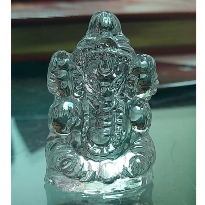 Estatua de Ganesha de cristales | Lord Ganesha Idol Statue in crystal for Pooja (S)