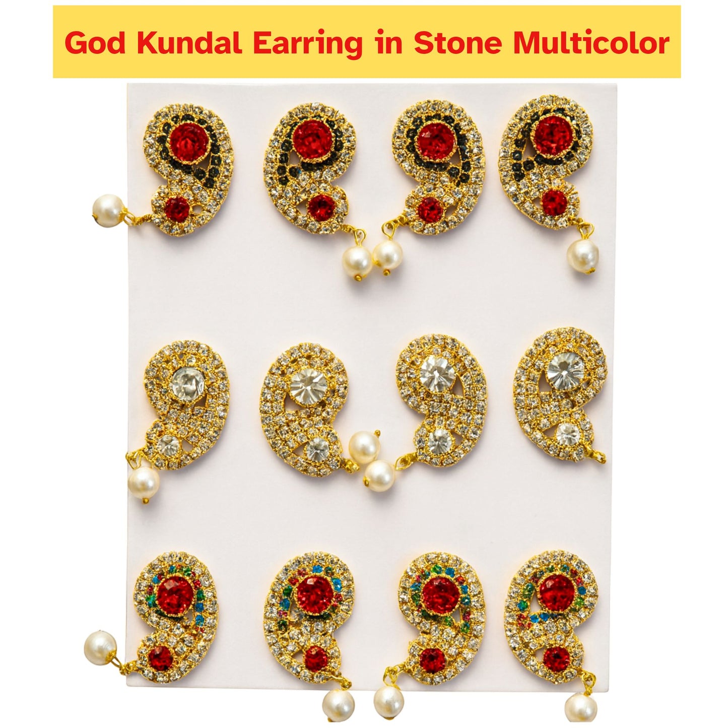 Pendiente Dios Kundal en Piedra Multicolor | God Kundal Earring in Stone Multicolor per pair (L)