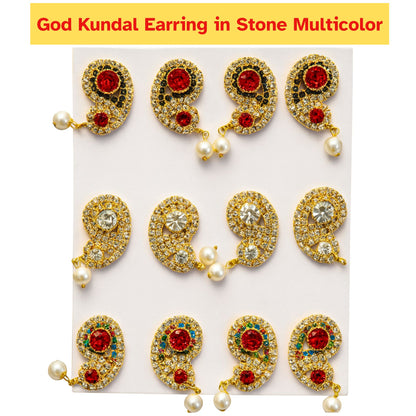 Pendiente Dios Kundal en Piedra Multicolor | God Kundal Earring in Stone Multicolor per pair (L)