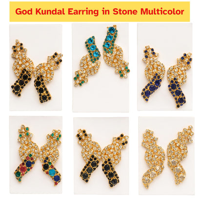 Pendiente Dios Kundal en Piedra Multicolor | God Kundal Earring in Stone Multicolor per pair (M)