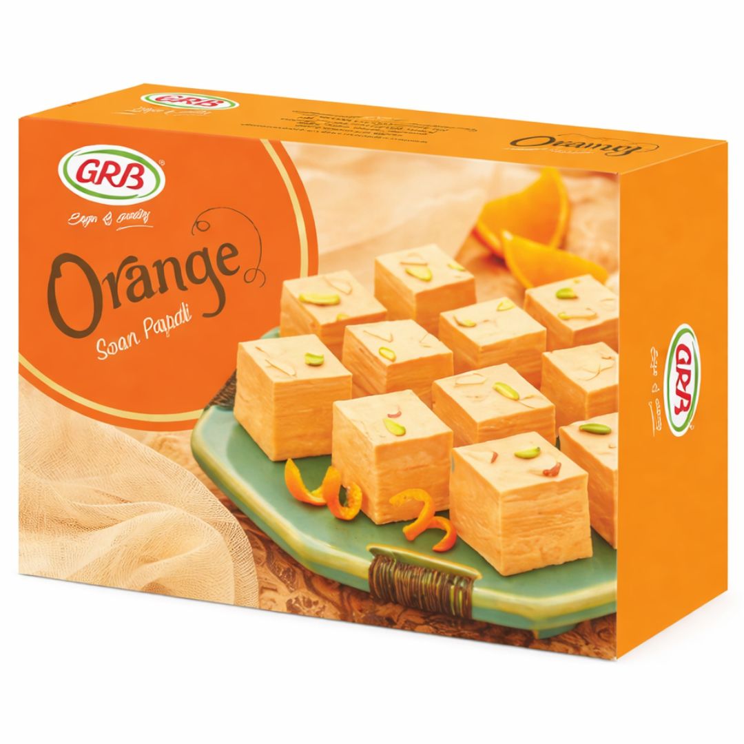 Dulce tradicional “Soan Papdi” de naranja | Orange Soan Papdi 200g GRB