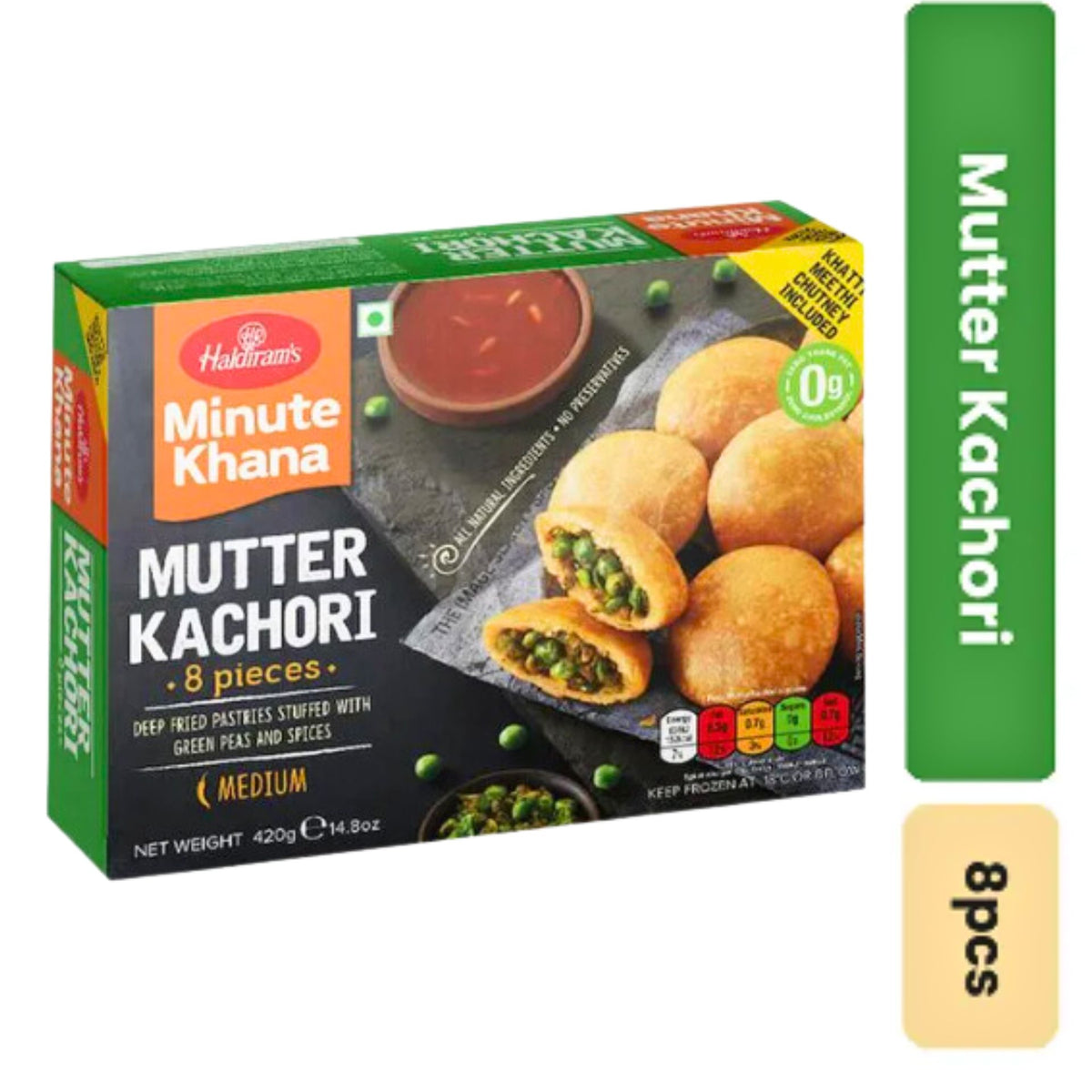 Crujiente y Guisantes Kachori con lentejas (Congelado) | Mutter Kachori 420g/8pcs. Haldiram (Frozen)