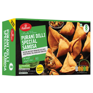 Samosas de Delhi con vegetales, frutos secos y patata | Veg Purani Dilli Special Samosa (Frozen) 650g/8pcs. Haldiram