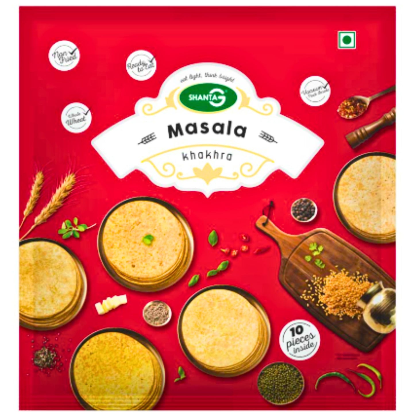 Aperitivos Khakhra de especias | Khakhra Masala 200g Shanta G