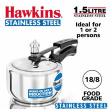 Cargar imagen en el visor de la galería, Olla de presion | Pressure Cooker (Stainless Steel) Hawkins 1.5Ltr. (Gas+Induccion) HSS15