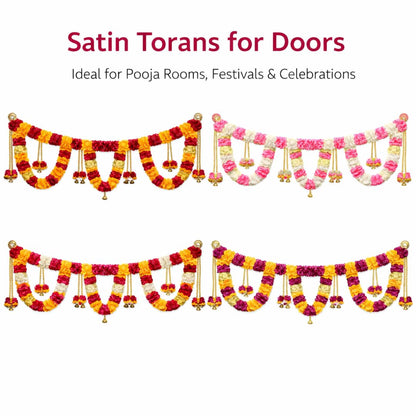 Adorno para puerta tradicional Toran con cinta de satén | Satin Ribbon Door Toran for festivals
