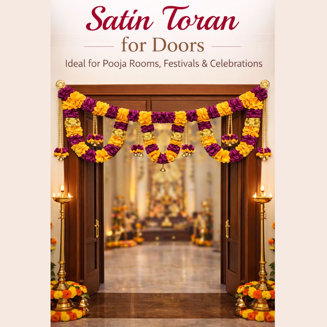 Adorno para puerta tradicional Toran con cinta de satén | Satin Ribbon Door Toran for festivals