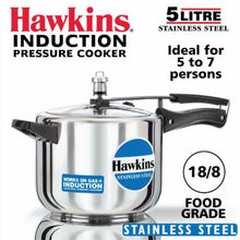 Cargar imagen en el visor de la galería, Olla de presion | Pressure Cooker (Stainless Steel) Hawkins 5Ltr. (Gas+Induccion) HSS50