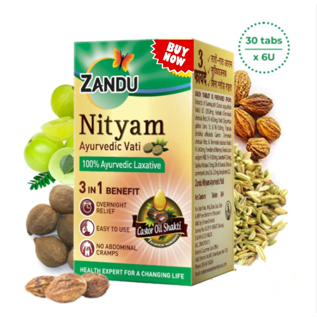Pastillas ayurvédicas para aliviar rápidamente el estreñimiento | Nityam Ayurvedic Vati Tablets for Quick Constipation Relief 30 tablets