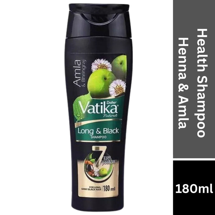 Champu ayurvédica para largo y negro | Ayurvedic Long & Black (with Amla & Bhringraj) Shampoo 180ml Vatika